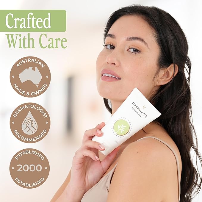 Dermavive Hydrating Facial Cleanser, Soap-Free Gentle Cleanser with Colloidal Oatmeal & Vitamin E, Soothes & Moisturizes Sensitive & Dry Skin, Suitable for All Skin Types, 120ml (4.05oz)