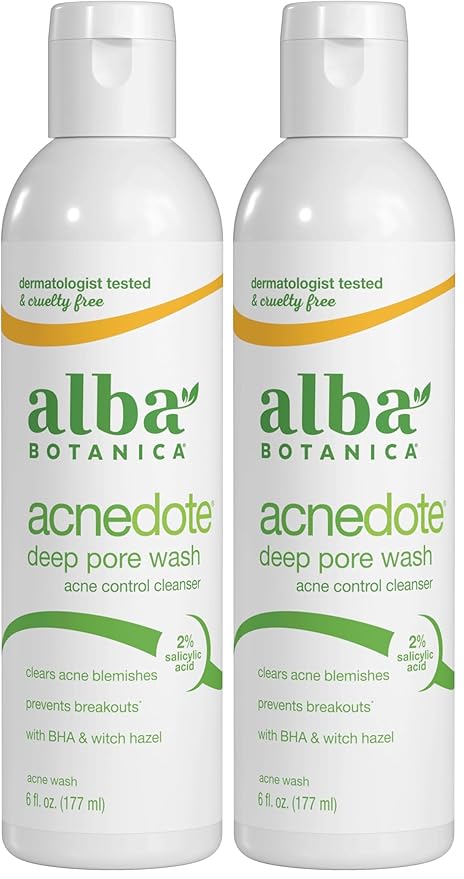 Alba Botanica Acnedote Maximum Strength Deep Pore Wash, 6 Oz (Pack of 2)
