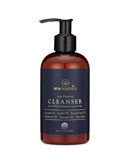 Era Organics USDA Organic Men's Face Wash - Nourishing, Hydrating Facial, Body Cleanser for Smoother Skin