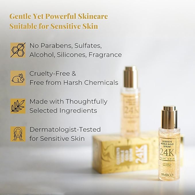 BMBCO 24K Gold Collagen Serum – Anti-Wrinkle & Skin Tightening, Deep Hydration & Brightening, EGF & Peptides Face Serum for Youthful Glow