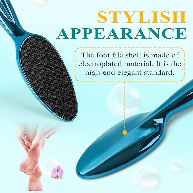 Glass Foot File, Foot Scrubber for Hard Skin Remover - Foot Callus Remover, Pedicure Tools for Feet Dead Skin, Foot Care for Women and Men, Gentle Effective Heel Scraper (Blue)