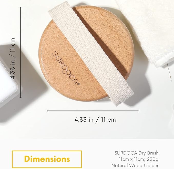SURDOCA Dry Brush, Body Exfoliating Scrubber, Massage Brushes for Improve Circulation, Cellulite and Lymphatic Remover (Boar Bristles - B)