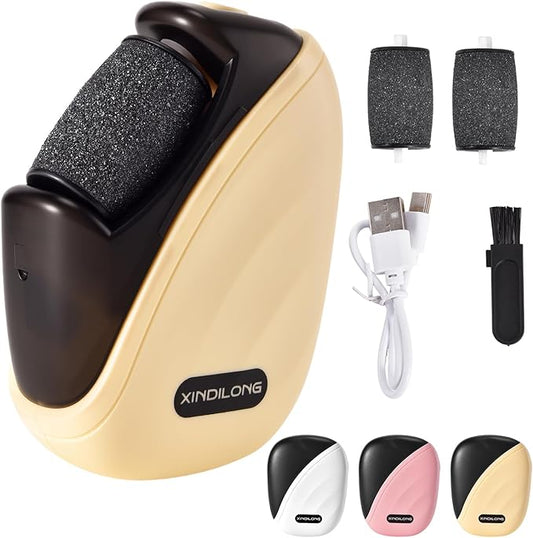 Foot Callus Remover｜Patented 3D Roller + 2-Speed丨 LED｜30,000 RPM High-Frequency Exfoliation｜Portable for Home & Travel｜Stylish Foot Care for Men & Women (Yellow)