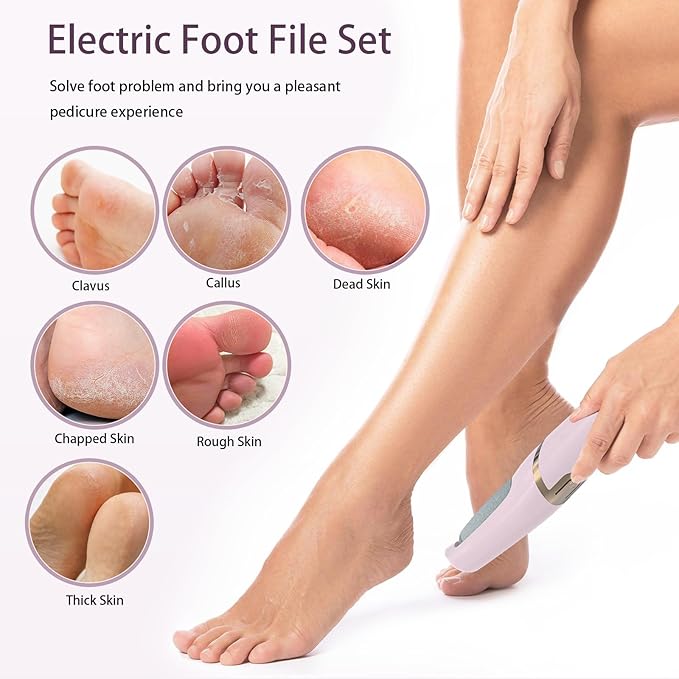 Electric Callus Remover for Feet, Professional Pedicure Tools Foot Care Kit, Foot Scrubber Electric Feet File Smooth Pedi Wand for Hard Cracked Dry Dead Skin, 2 Rollers,2 Speeds,Ideal Gift