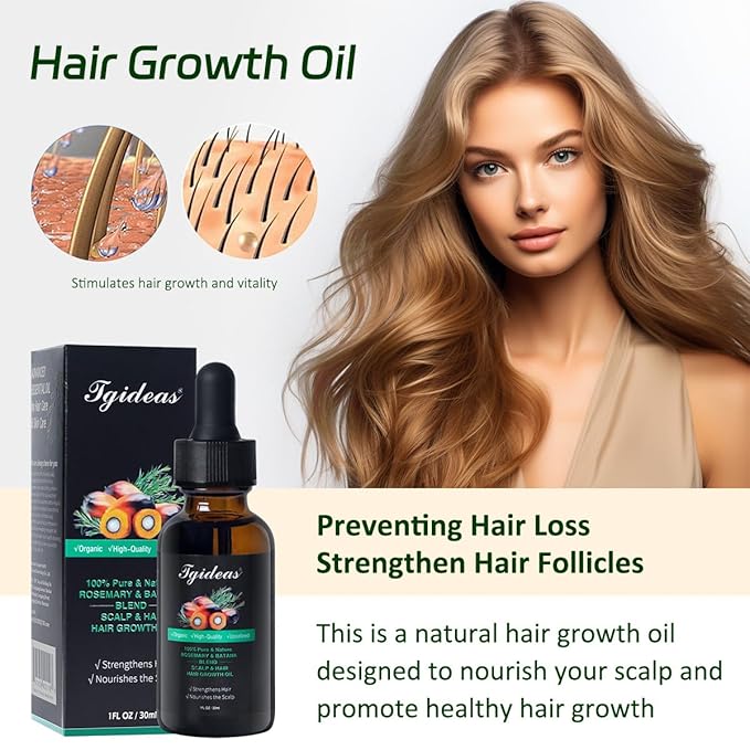 Tgideas Rosemary Batana Oil - Organic Hair Growth - for Scalp & Hair Strengthening - All Hair Types Treatment Oil - Eyebrow & Eyelash Nourishing - 2 Packs