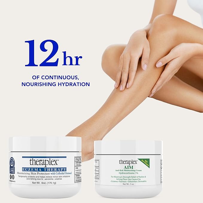 Theraplex Eczema Treatment Bundle - AIM Itching Cream (3 Oz) & Eczema Therapy (6 Oz) for Itch Relief - Strongest Anti Itch Cream & Moisturizer - for Itchy Skin Treatment