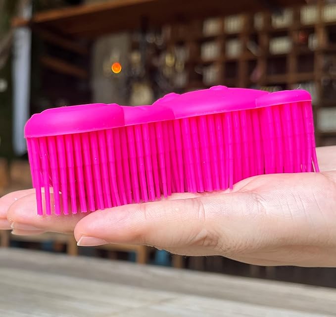 Premium Sensory Brush for Kids or Autism,Soft Silicone Body Scrubber,2 in 1 Sensory Room Occupational Therapy Sensory Brushes,Silicone Loofah,Pet Shower Brush Bath Brush Shampoo Brush(Bear-deep Pink)