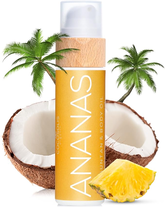 COCOSOLIS ANANAS Tanning Bed Lotion Accelerator - Organic Tanning Lotion with vitamin E & Pineapple Scent Ю Tanning Oil Enhancer For a Rich Chocolate Tan - Nourishing Body Lotion (6.76 fl oz)