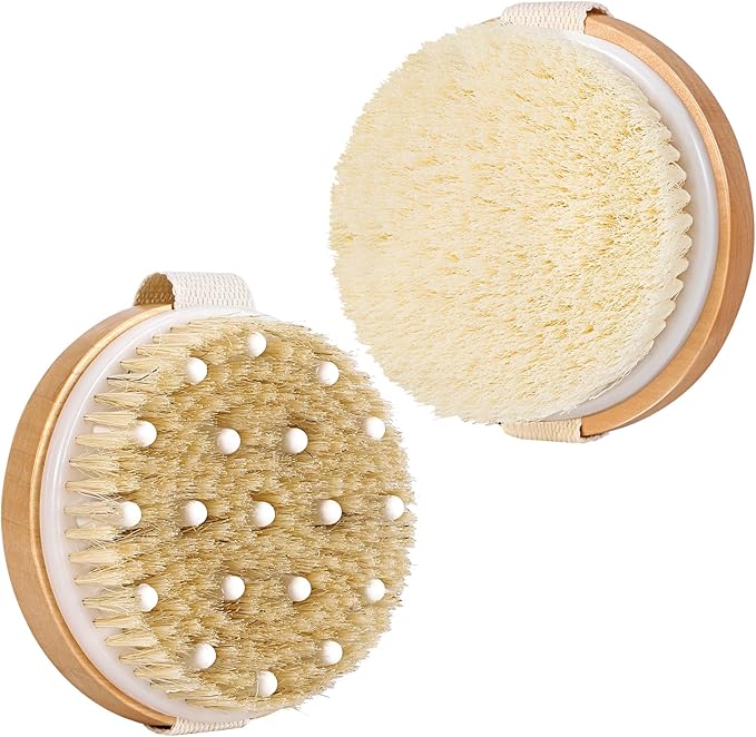 2 Pack Exfoliating Body Brushes - Wet & Dry Brush - Shower Scrubber for Body, Dry Brushing Body Brush for Lymphatic Drainage, Body Exfoliating Brush with Massage Nodes