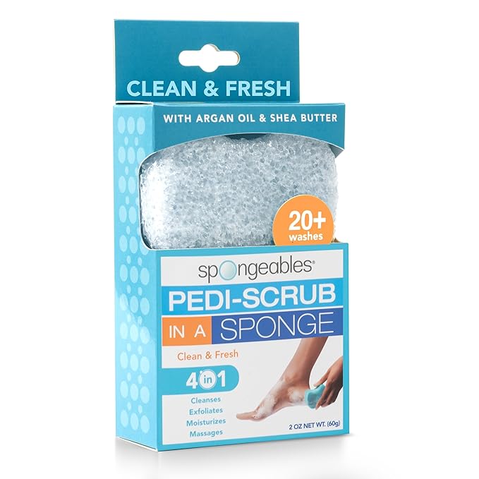 Spongables Pedi Scrub Foot Exfoliating 20+ Wash Sponge, Clean & Fresh, 1 Count
