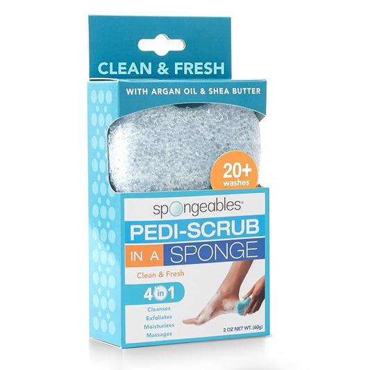 Spongables Pedi Scrub Foot Exfoliating 20+ Wash Sponge, Clean & Fresh, 1 Count