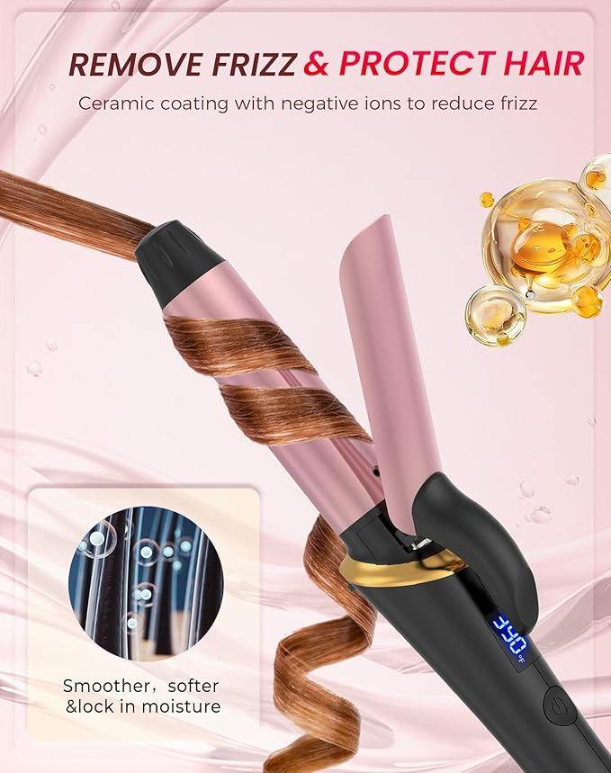 Ukliss Mini Curling Iron, Heats in 30s for Soft Waves & Curls, Dual Voltage Travel Curling Iron with 5 Temp & Anti-Scald Guard, Perfect for Short to Medium Hair,Travel Friendly (Black, 1 Inch)