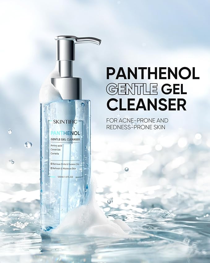 Panthenol Gentle Foaming Facial Cleanser | Daily Oil Control Face Wash for Women & Men, Soothes Troubled Skin, Amino Acid + Ceramide, Balances Skin Barrier, Smooth & Refreshed Complexion