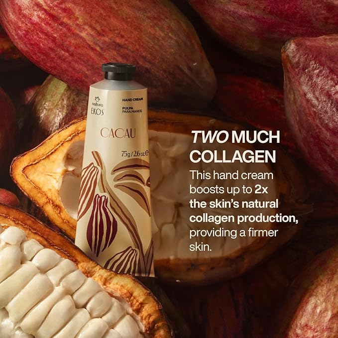 Natura – Ekos Cacau Hand Cream, Cocoa Butter Moisturizer for Dry Hands, Hydrating Vegan Skincare, Strengthens Nails & Cuticles – 2.6oz (75g)