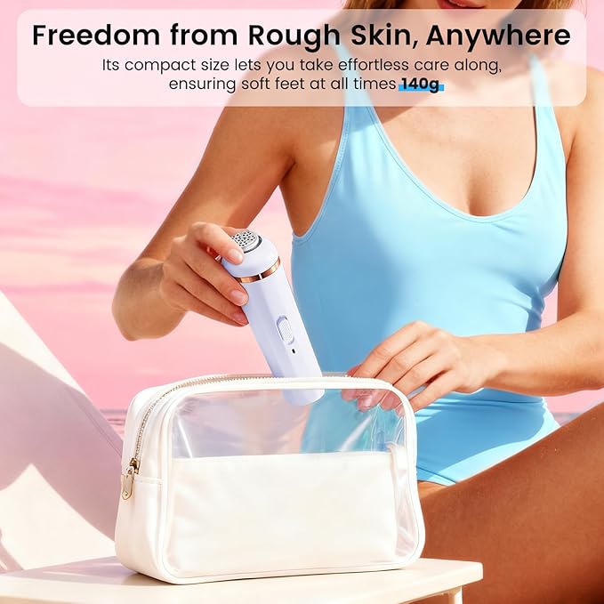 Wireless Electric Foot File - Callus Remover Tool for Feet, Rechargeable Pedicure Tool with 3 Replaceable Grinding Heads, Professional Adjustable Speed Foot Files for Dead Skin, Cracked Heels (White)