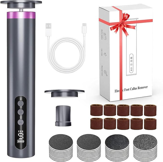 Electric Foot Callus Remover, 2-in-1 Feet Callus Remover, 2600mAh Battery, 9-Speed Adjustable Foot Grinding Tool, Includes 100 Sandpaper Sheets and Grinding Heads,Pedicure Tools for Dead Skin