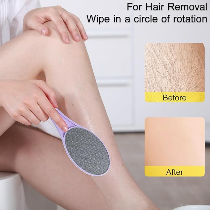 Nano Glass Foot File Callus Remover, 2 Pcs Hard and Dead Skin Remover for Feet, Double Sided Foot Scrubber Pedicure Tool, Hair Eraser for Softer and Smoother Feet Hands, Purple, Random Glass