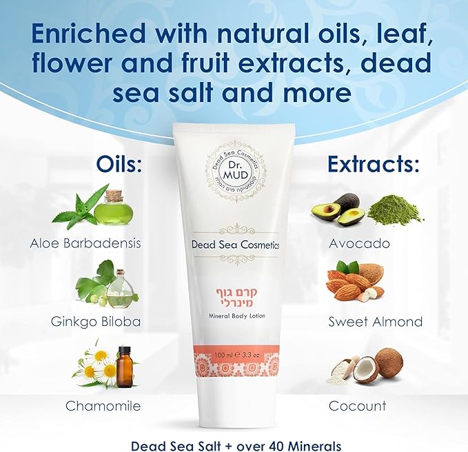 Dr. MUD Dead Sea Cosmetics Mineral Body Lotion | Dead Sea Body Lotion with Natural Fruit Oils and Extracts, Dead Sea Salt and Minerals