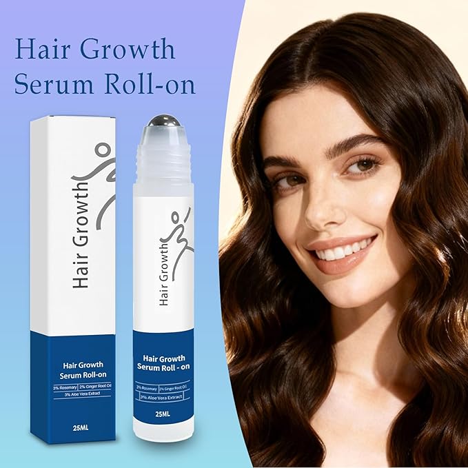 Rosemary Hair Growth Serum Roll On with 3% Rosemary，2% Ginger oil，3% Aloe Vera Extract， Stronger Root，stimulate follicle,Hair Thicker，Hair Loss Treatment.Advanced Hair Regrowth,0.85 Fl Oz pcs