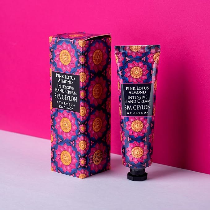 SPA CEYLON PINK LOTUS ALMOND Intensive Hand Cream | Natural Soothing Treatment | Hydrate | Vitamin Rich | Moisturize | Pink Lotus | 100% Vegetarian | Suitable for all skin types