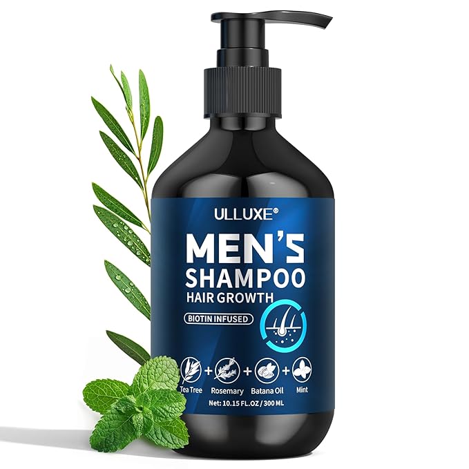 Biotin Hair Growth Shampoo for Men: Natural Mens Thickening Shampoo for Hair Loss and Thinning Hair, Infused Rosemary Oil Tea Tree Oil and Mint, Sulfate Free and Color Safe, 10.15 fl.oz