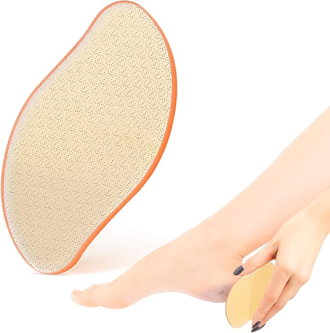 BEZOX Glass Foot File Callus Remover, Crystal Pedicure Foot Rasp for Callused, Coarse, Hard Skin Removal, Portable Hand Sized Foot Scraper for Cracked Heel - Orange