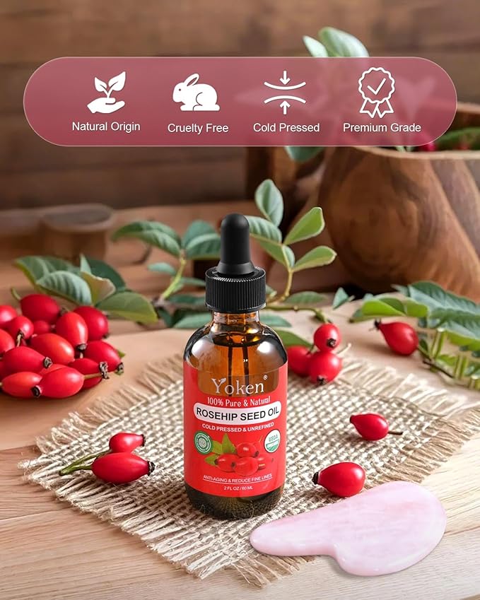 Organic Rosehip Seed Oil for Face,100 USDA Pure Rosehip Oils for Skin,Scars,Hair & Nails.2 fl Oz Cold Pressed Rose HIPS Oils for Skin Care, Anti-Aging, Scar Treatment, GUA SHA Massage Carrier Oil