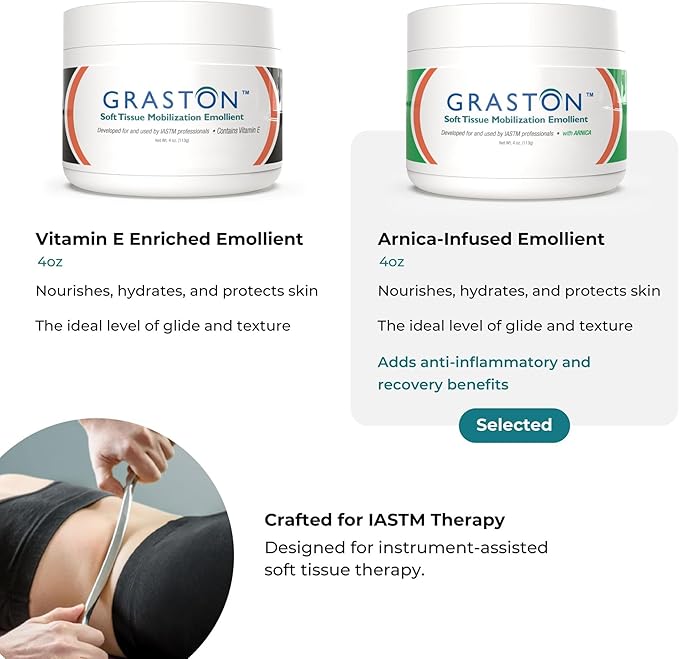 Graston Technique Arnica Soft Tissue Emollient - 4oz Jar Pro-Grade Therapy Cream for IASTM, Massage, Relief and Recovery, 3-Pack