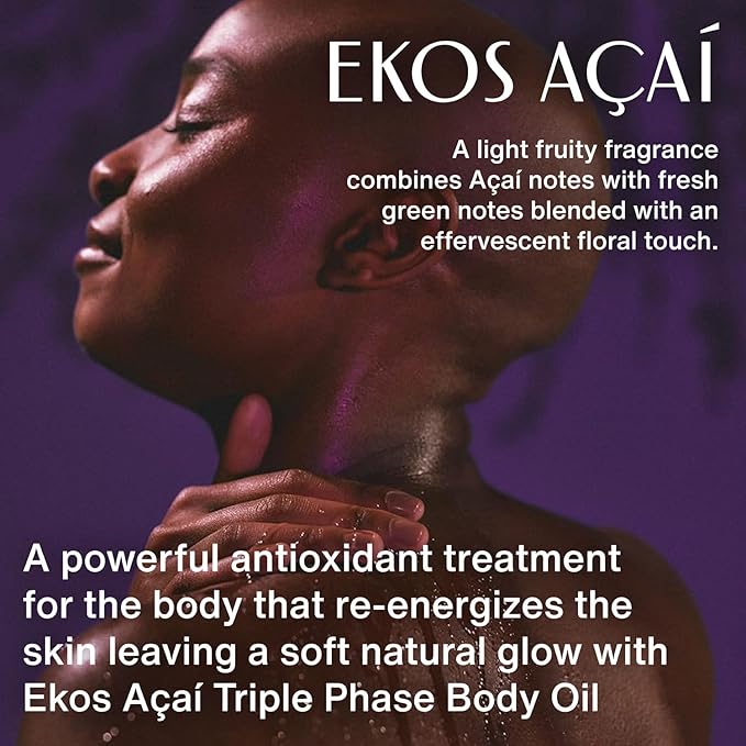 Natura - Ekos Açaí Triple Phase Shower Oil - Revitalizing in-Shower or Bath Body Oil - Anti-Dullness - Scented - Bath Oil - Skin Moisturizer - Vegan Skin Care - Brazilian Beauty - 6.7 fl oz (200ml)