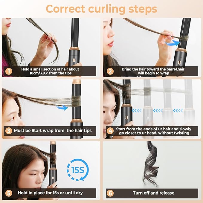 6 in 1 Hair Dryer Brush, Blow Dryer Brushies Ionic Hair Dryer, Oval Hot Air Brush, Hair Curler Straightener Magic Styler Autowrap Air Styler