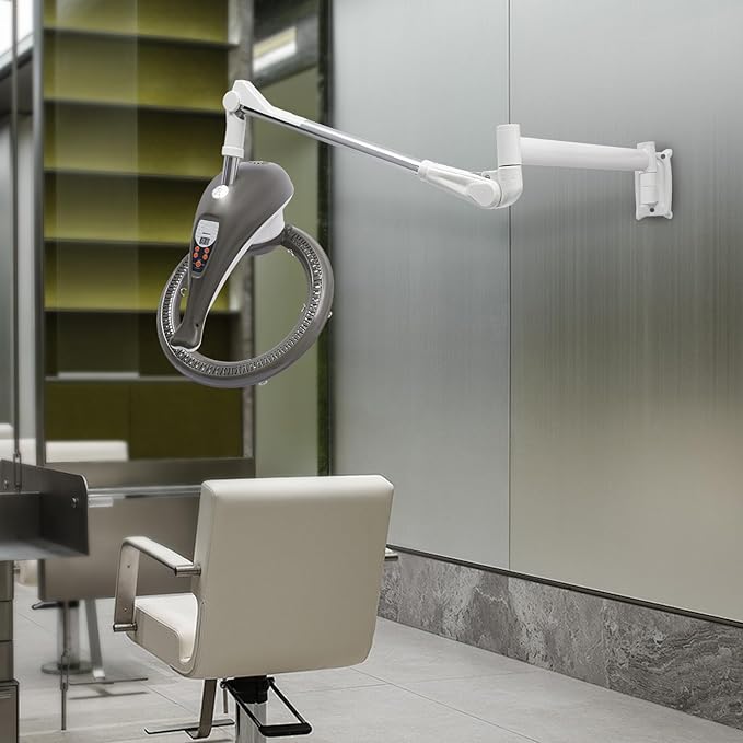 Hair Treatment Machine, 950W Wall Mount Orbiting Rotating Hair Processor for Salon Spa Family, Time Adjustable, Grey