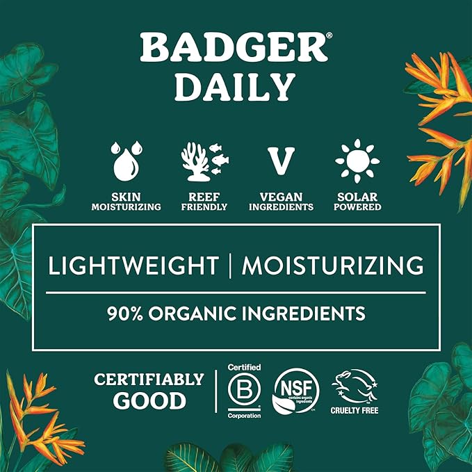 Badger Mineral Daily and Face Sunscreen Combo, SPF 30 Lightweight Organic Mineral Sunscreens with Zinc Oxide, Hydrating Everyday Sunscreen Lotions for Face & Body, Vegan & Unscented, 2-Pack
