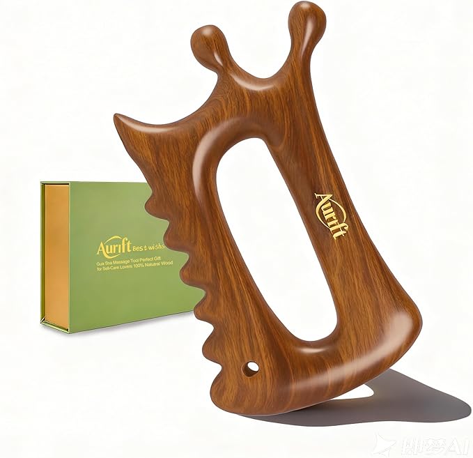 Gua Sha Tool for Face & Body – 6 in 1 Natural King Wood - Lymphatic Drainage, Skin Firming, Puffiness Care, Neck Massage,Muscle Relief - Home Self Care, Wonderful Gifts Packing for Mum Wife Friend