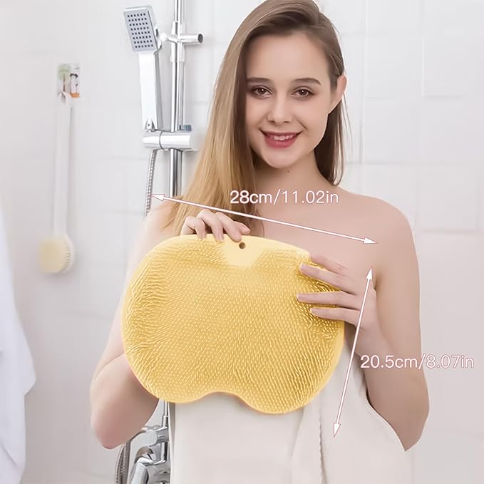 4-Pack Bath Scrubber Mat for Back Scrubbing and Foot Exfoliation - Dual-Use Shower Mats with Non-Slip Suction Cups - Soft, Durable, and Hygienic - Perfect for Full-Body Cleansing and Spa-Like Comfort