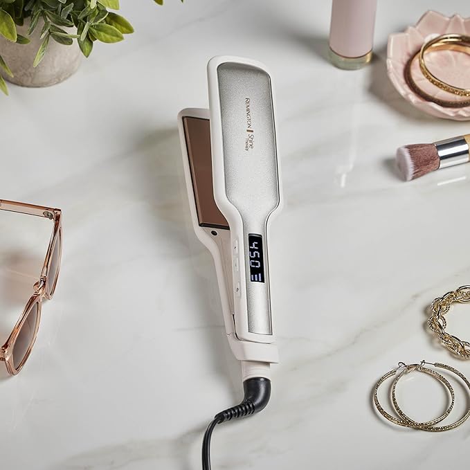 Remington Shine Therapy 2 inch Hair Straightener, Flat Iron Infused with Argan Oil & Keratin, Professional Ceramic Flat Iron for Less Frizz, Shiny & Smooth Hot Styling Tools (Pack of 2)