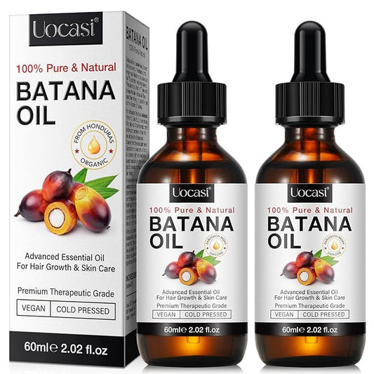 Uocasi 100% Pure Batana Oil for Hair Growth 2-Pack, Unrefined Raw Oil to Thicken Hair, Prevent Hair Loss & Dryness – Natural Hair Strengthening Treatment, 4.04 Oz