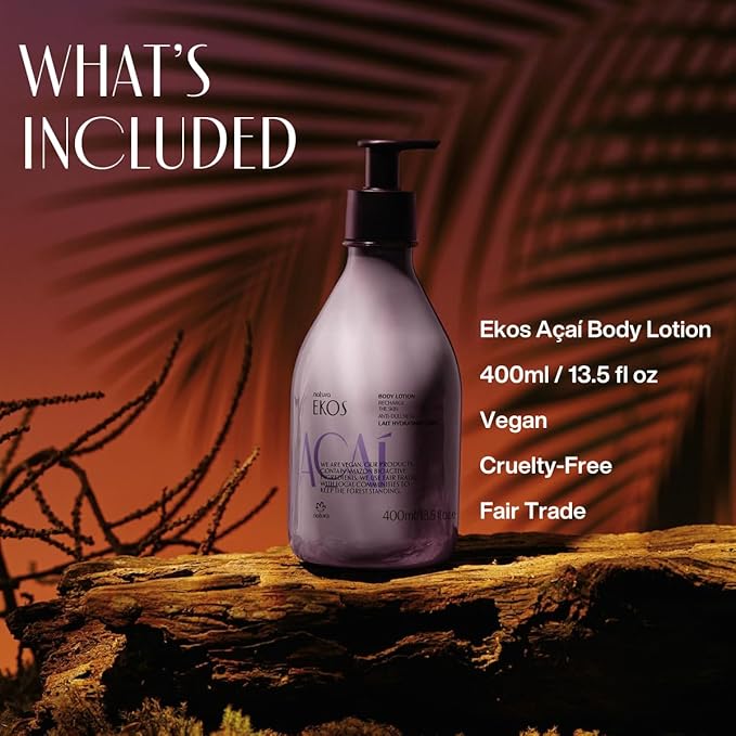 Natura - Açaí Body Lotion – Vegan Skincare with Açai Oil – Hydrating & Nourishing Moisturizer for Dry Skin – Brazilian Beauty Secret for Smooth, Glowing Skin – 13.5 fl oz (400 ml)