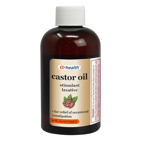 A+Health Castor Oil, Laxative For Constipation, 100% Pure, Cold Pressed, Tasteless, Odorless, Moisturizing and Nourishing for Skin and Hair, Made in USA, 6 fl oz