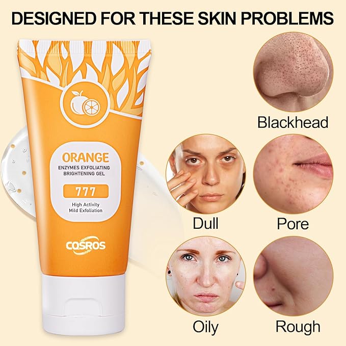 BROUYOUE Orange Exfoliating Gel Scrub for Face and Body, Deep Cleansing Moisturizing Skin Orange Peeling Gel, All Skin Types (2pcs)