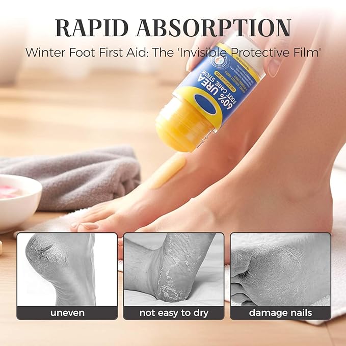 Urea Foot Care Stick 60% Urea with 2% Salicylic Acid, 2025 Upgraded Foot Cream for Dry Cracked Feet, Knees, Elbows, Hands, Foot Lotion Heel Stick for Men Women (Coconut and aloe vera)