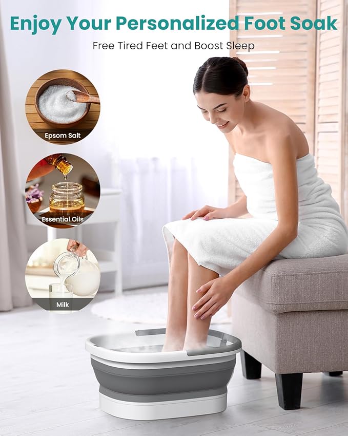 Nekteck Foot Soaking Tub Collapsible Bucket for Foot Bath Soak Tub, Foot Basin Foot Soaker with 138 Acupressure Nodes and Pumice Stone for Feet Massager Pedicure Foot Spa, Gifts for Men Women Dad Mom