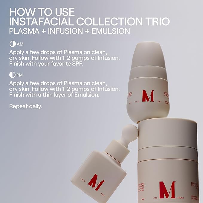 Dr. Diamond's Metacine InstaFacial Collection Trio | Plasma Bioactive Growth Factor Serum | Emulsion Retinopro Growth Factor Night Cream | Infusion Biomimetic Collagen Serum for Repaired, Lifted Skin