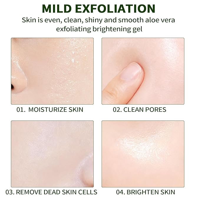 Face Scrub Aloe Vera Exfoliating Gel, Face Exfoliator Peeling Gel Brightening Facial Scrub, Exfoliating Facial Wash Cleanser, Deep Clean Pores, Exfoliate Dirt and Dead Skin for Sensitive Skin, 80g