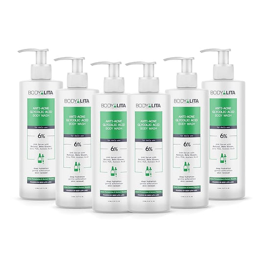 Anti Acne Glycolic Acid Body Wash for Acne Prone Skin, Helps Improve Skin Texture with Salicylic and Azelaic Acid, 5.07 Fl Oz (6)