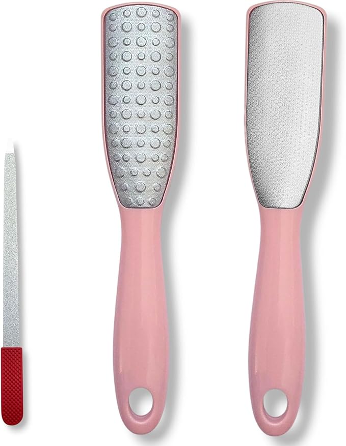 Professional Foot File & Callus Remover 2-in-1 Set – 9.6" Foot Rasp with 6.7" Nail File Included–Elite Pink Sapphire–Dual-Sided, Durable & Hygienic Pedicure Tool for Smooth, Soft Feet–Wet & Dry Use