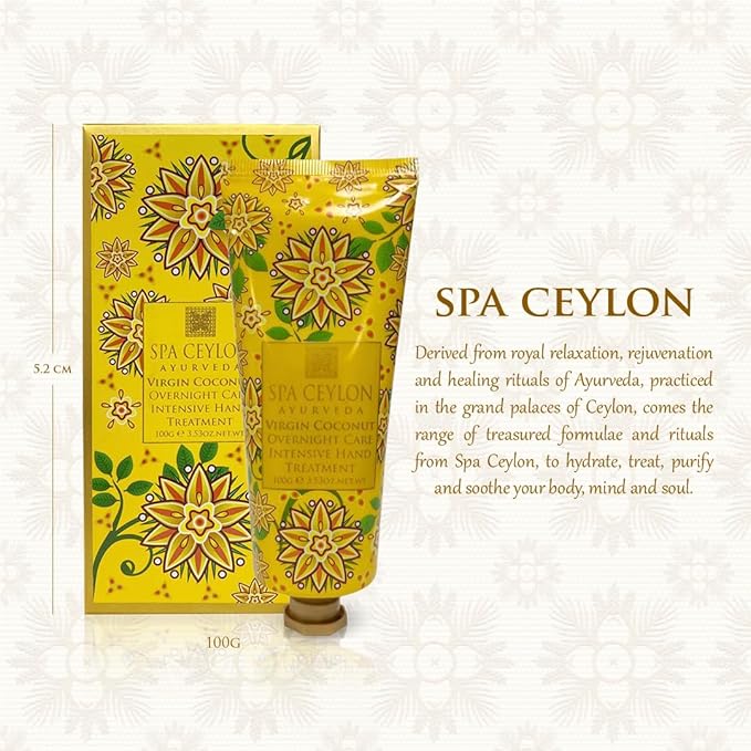 SPA CEYLON Virgin Coconut Overnight Care Intensive Hand Treatment | Travel Size Hand Lotion | Natural Products | Hand Repair | Controlling Roughness and Dry Patches | For All Skin Types