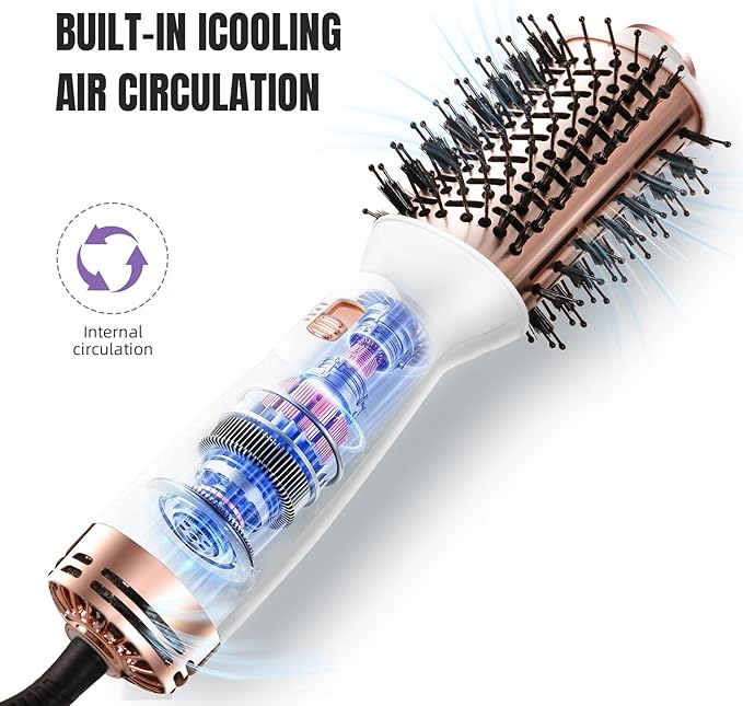 Hair Dryer Brush Blow Dryer Brush 4 in 1, 2 Inch Hot Air Brush for Hair Drying & Styling | Ionic Oval Barrel for Smooth, Frizz-Free Volume Blowout, Dual Voltage Lightweight Travel Hair Dryer Brush