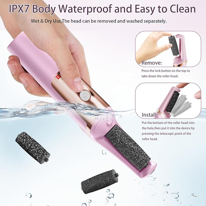 Callus Remover for Feet Rechargeable, Smooth Pedicure Wand Electric Foot File, Professional Pedicure Tools Kits Foot Scrubber for Smoother Feet Ideal Gift, Pedicure Kit Feet Care for Dead Dry Skin