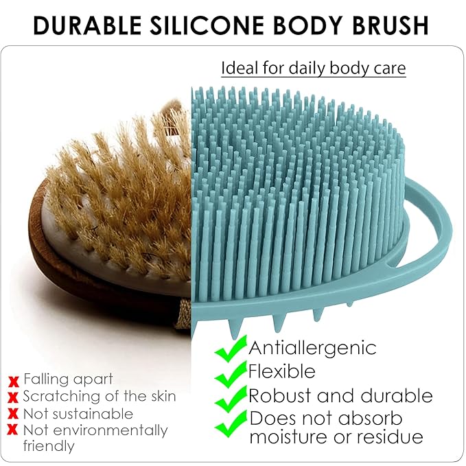 Silicone Body Scrubber – Dual-Sided Silicone Loofah for Shower, Set of 2 Soft Exfoliating Body Bath Shower Scrubber Loofah Brush Easy-to-Clean for Sensitive Kids Women Men All Kinds of Skin