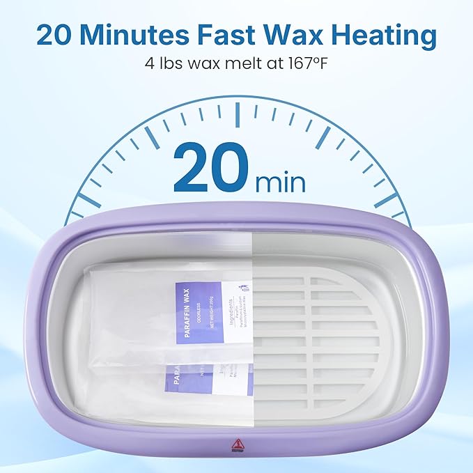 4000ml Paraffin Wax Machine for Hands and Feet, Paraffin Wax Warmer Kit with Auto-time & Temperature Control, Paraffin Bath Machine for Hands w/ 8Pack Refills, Purple